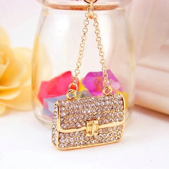New Crystal Rhinestone handbag cute Key Chains or bag charm - Picture 3 of 5